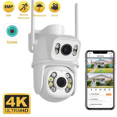 8MP 4K PTZ Wifi Kamera Çift Lens Çift Ekran AI İnsan Algılama Otomatik Takip Kablosuz Dış Mekan Gözetim Güvenlik Kamerası iCSee