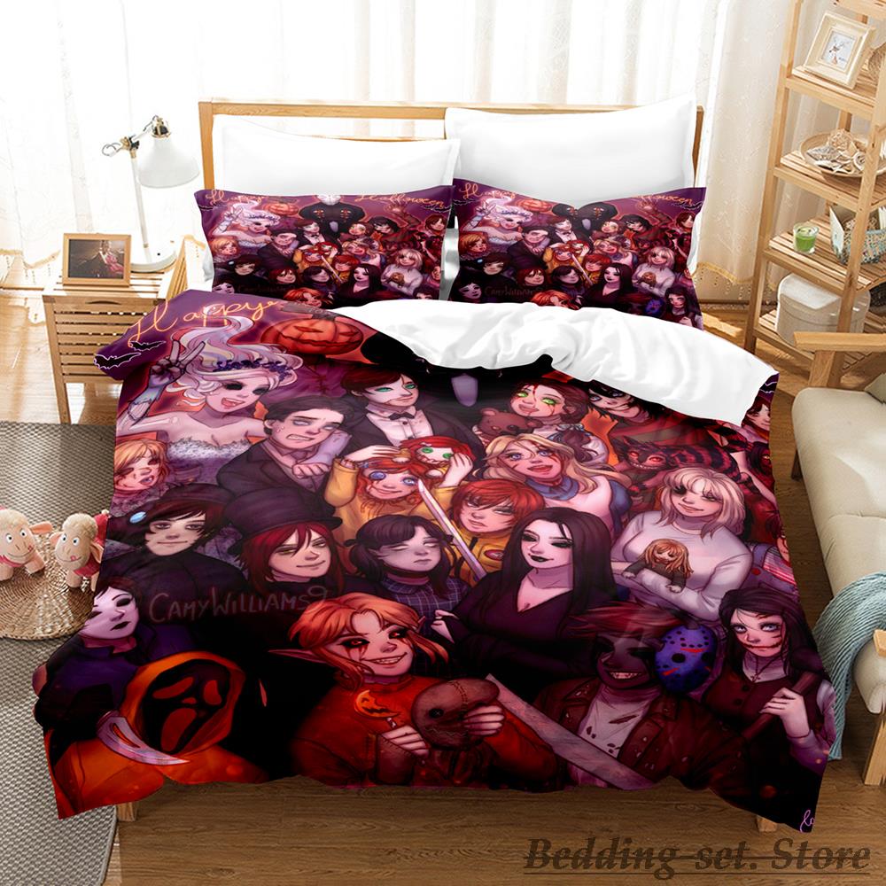 2023 Neu Jeff And Jane Creepypasta Bettwäscheset Einzelbett Twin Full Queen King Size Bettset Erwachsene Kinder Schlafzimmer Bettbezugsets Anime