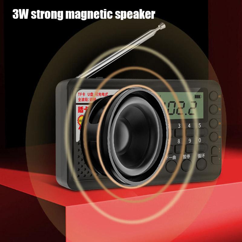 AM FM SW Rádio s plným rozsahom TF Prehrávač USB disku Prenosný MP3 reproduktor s nabíjateľnou lítium-iónovou batériou 18650