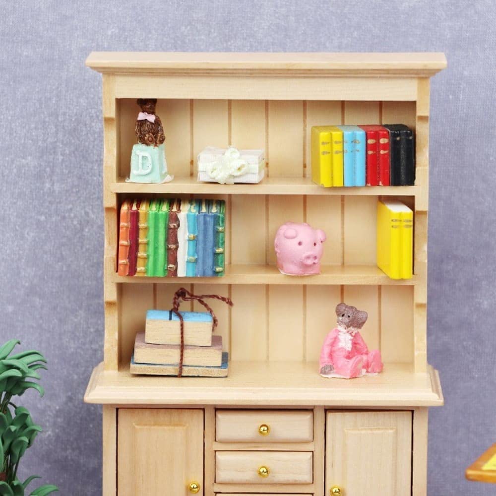 Moin Moin Miniature Furniture Dollhouse Shelf Width 9 X Height 16 X Depth 4cm Natural Wood Cupboard Wooden Cupboard Dining Kitchen Doll Doll Retro