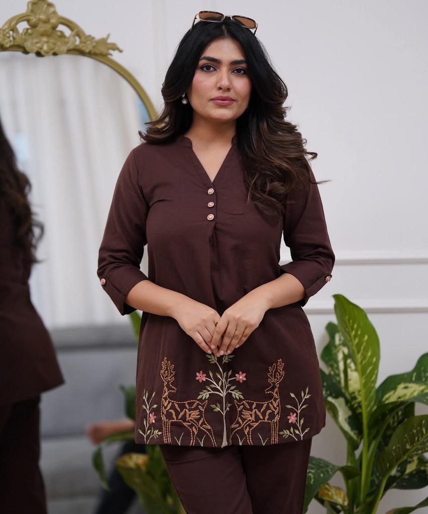 Beautiful Designer Embroidery Kurta Cord Set Women Bollywood Party Wear Kurti Dress