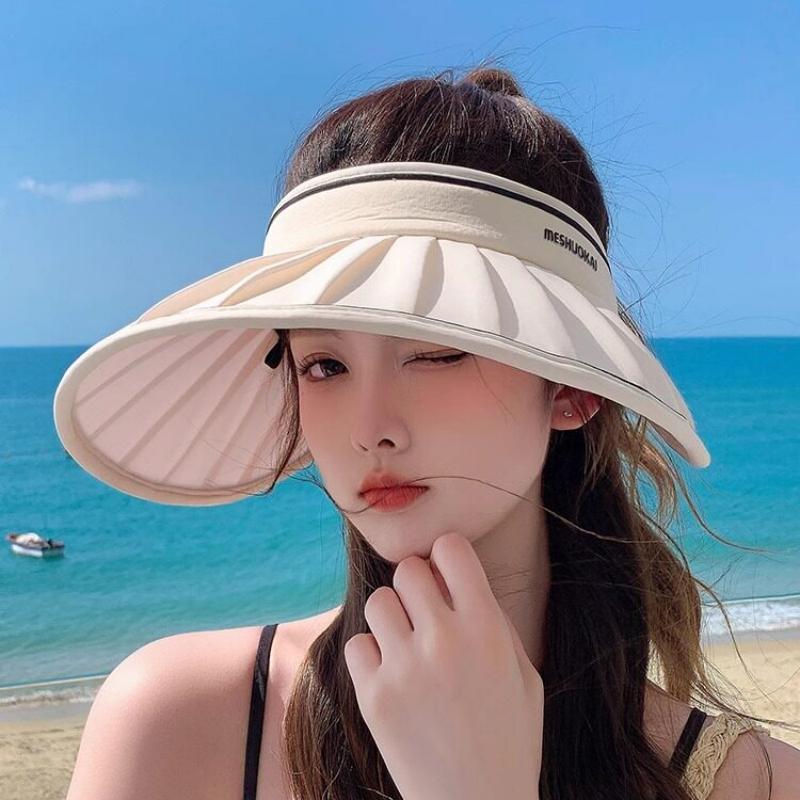 2026 Women'S Summer Large Brim Open Empty Top Sun Hat Upf 50+ Foldable Sunshade Hat Uv Protect Sun Protection Sun Cap