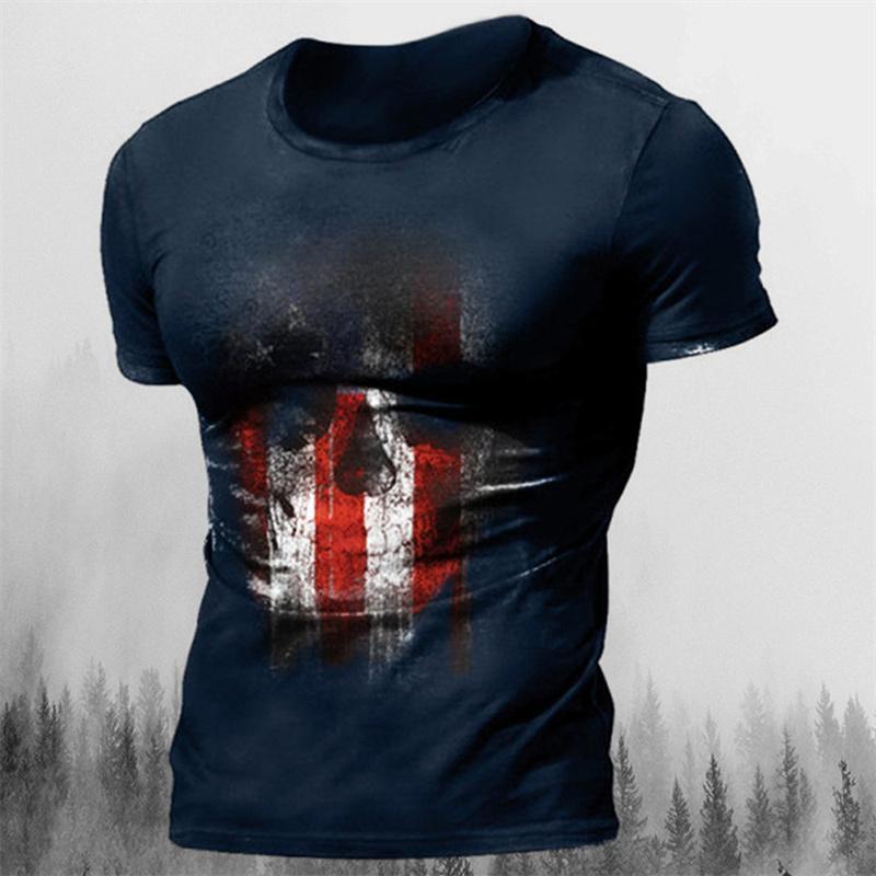 Men's Retro Skull Pattern T-shirt Horror Print Men Tops Hip-hop Rock Street Outfit O-neck Short Sleeved T-shirt Oversized Tshirt