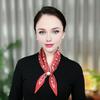 Satin Neck Scarf Irregular Geometric Pattern Wrinkle-resistant Scarf with Magnetic Imitation Pearl Buckle Outfit Accessory