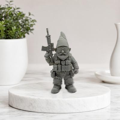 3D Printed Dwarf Soldier Ornament, Waterproof Resin Sun And Rain Resistant Statues, Armed Miniature Figurine for Outdoor Indoor Decor