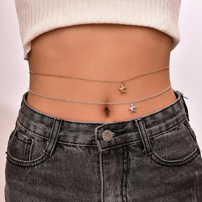 Accessoires de chaîne en alliage simples et élégants pour femmes, chaîne de taille avec pendentif étoile de mer sexy décontracté pour la plage