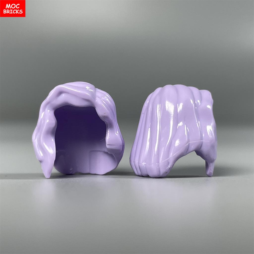 10pcs MOC Bricks Female Girl Hairs 1014 Women's Light Purple Medium Hair 4cm Figure Parts Accessories DIY Building Blocks Toys