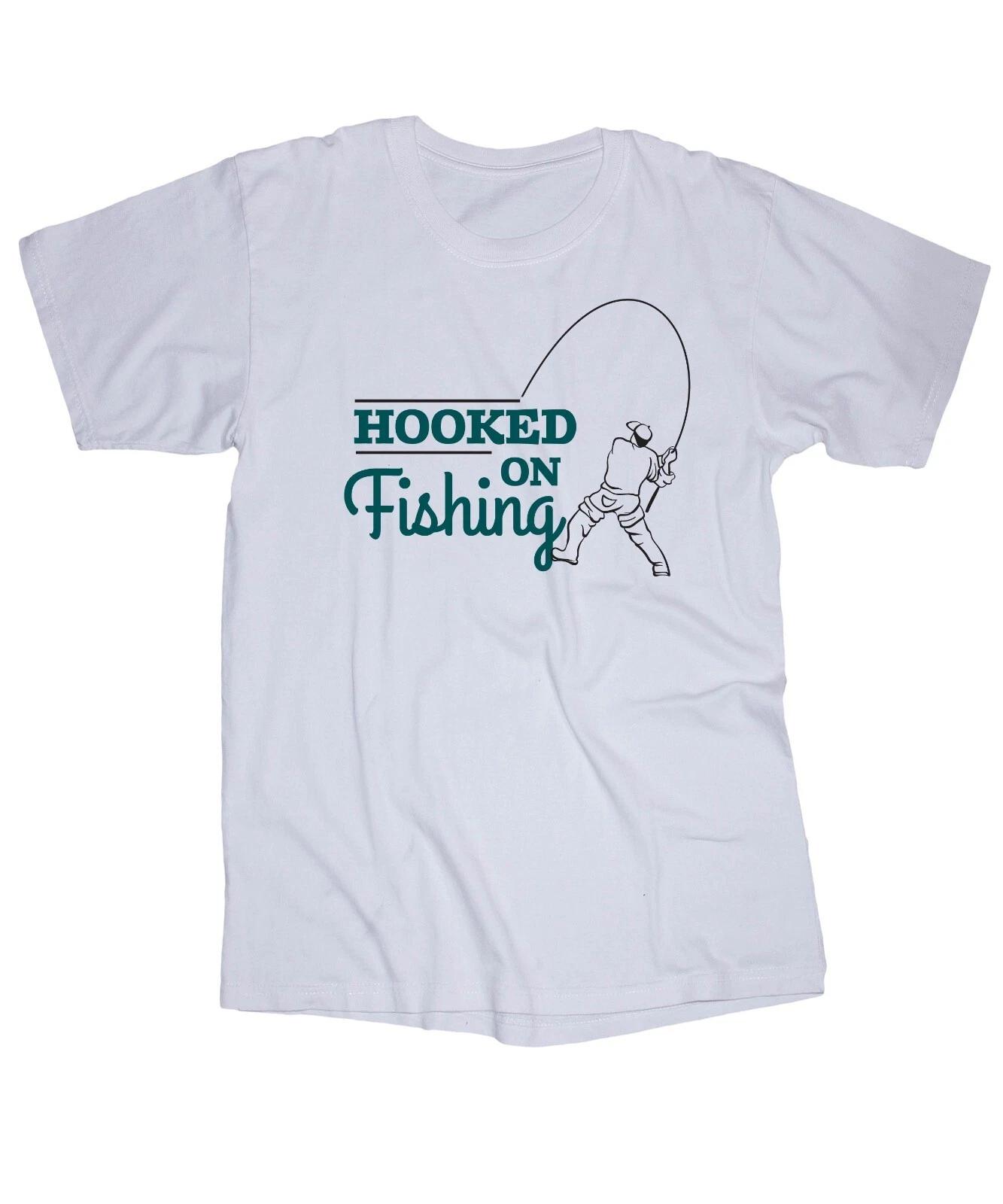 Hooked on Fishing Bass Trout Crappie Walleye Striper Boat sayings White T-shirt 3XL