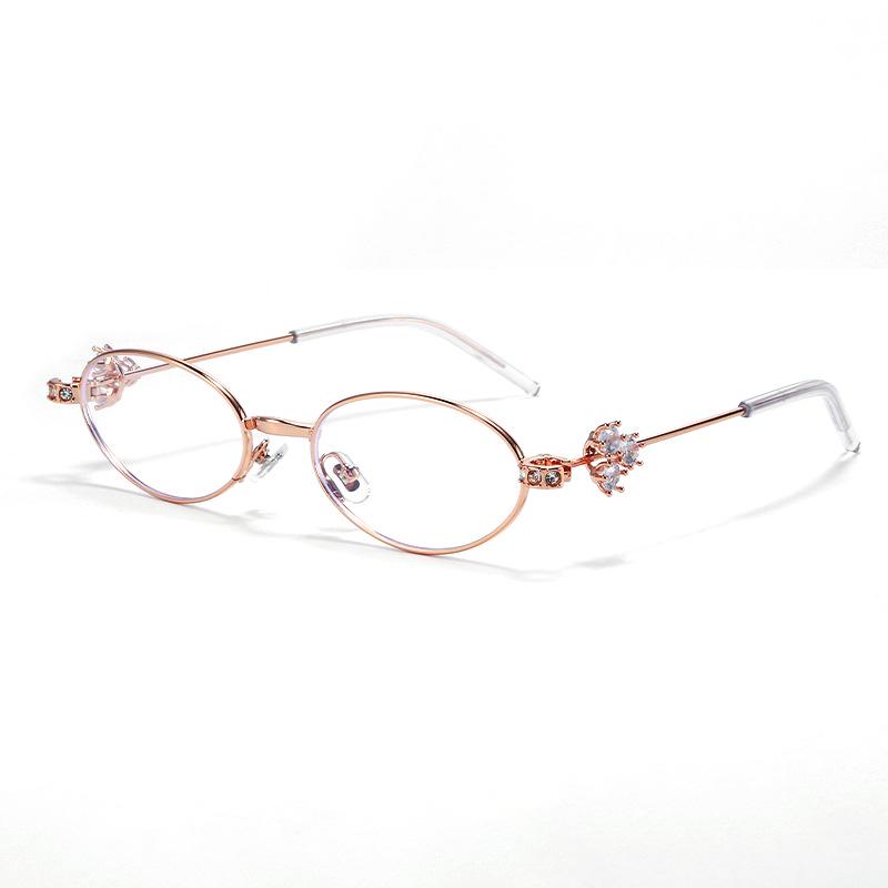 

2025 Серія прикрас GM Овальні металеві окуляри з діамантами - Стиль Дженні для голого обличчя та міопічних лінз