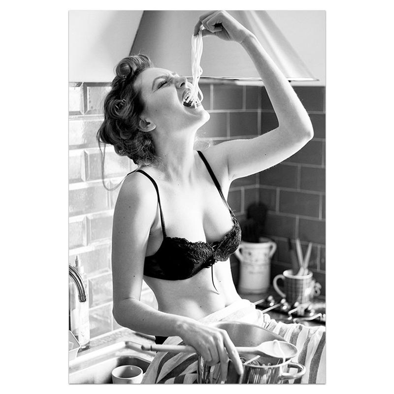 

Модное настенное искусство, черно-белая подводная женщина, принт, сексуальный женский плакат, холст, красота, настенная картина, современный домашний декор 21x30cm No Framed