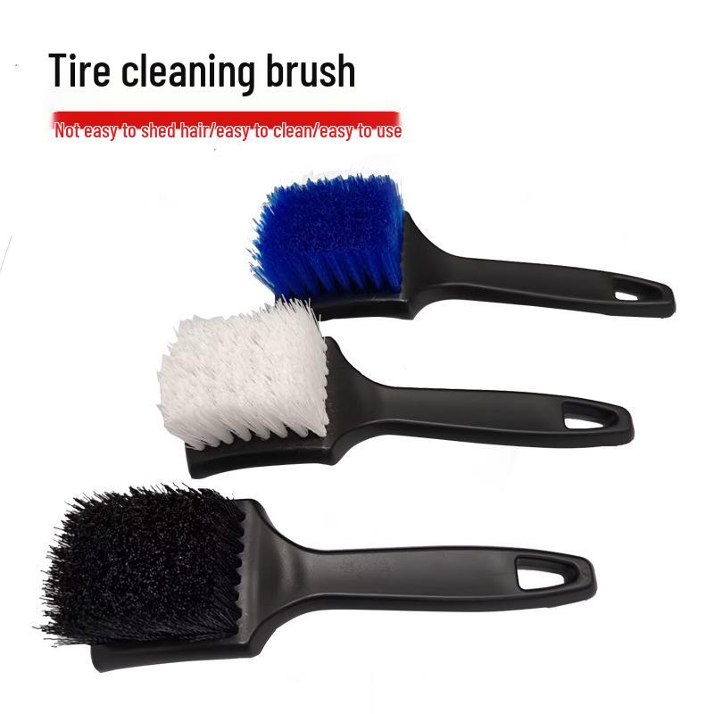 Black Hard Bristle Tire Cleaning Brush - Stain Removal Car Detailing Tool