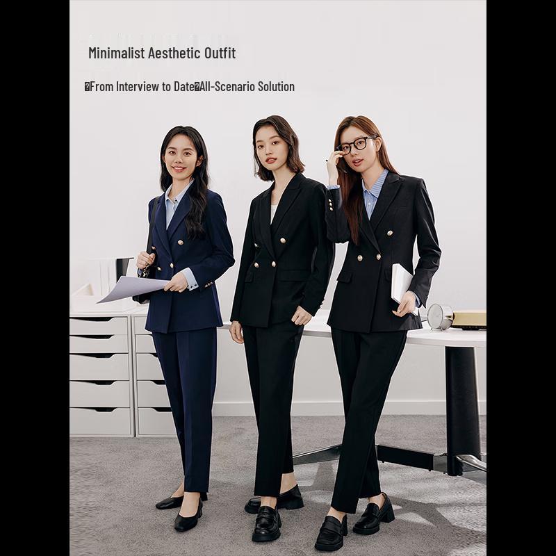 Women's Slim Fit Professional Navy Blue Suit Jacket