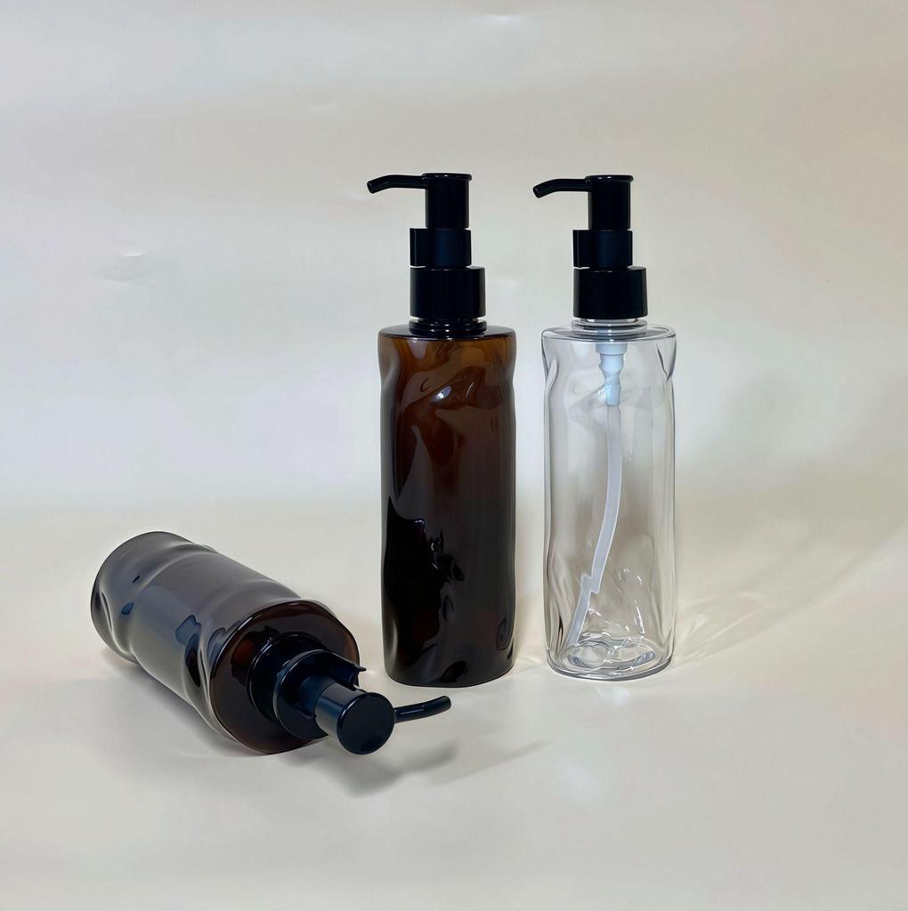 200ml Translucent Brown PET Plastic Bottle for Lotion, Hair Oil, Makeup Remover, or Facial Cleanser