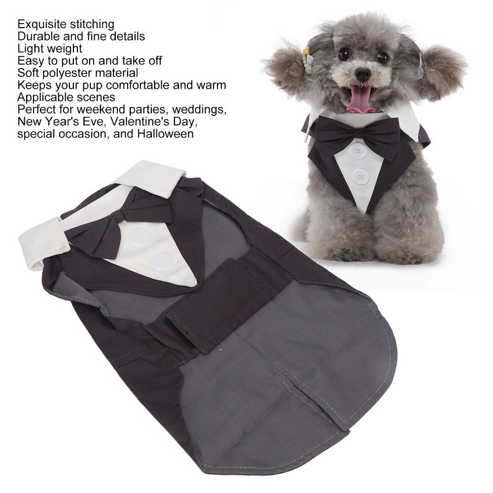 Detachable Bow Tie Dog Tuxedo Outfit Smooth Suit Fabric Cat Formal Costume Dog Formal Occasion