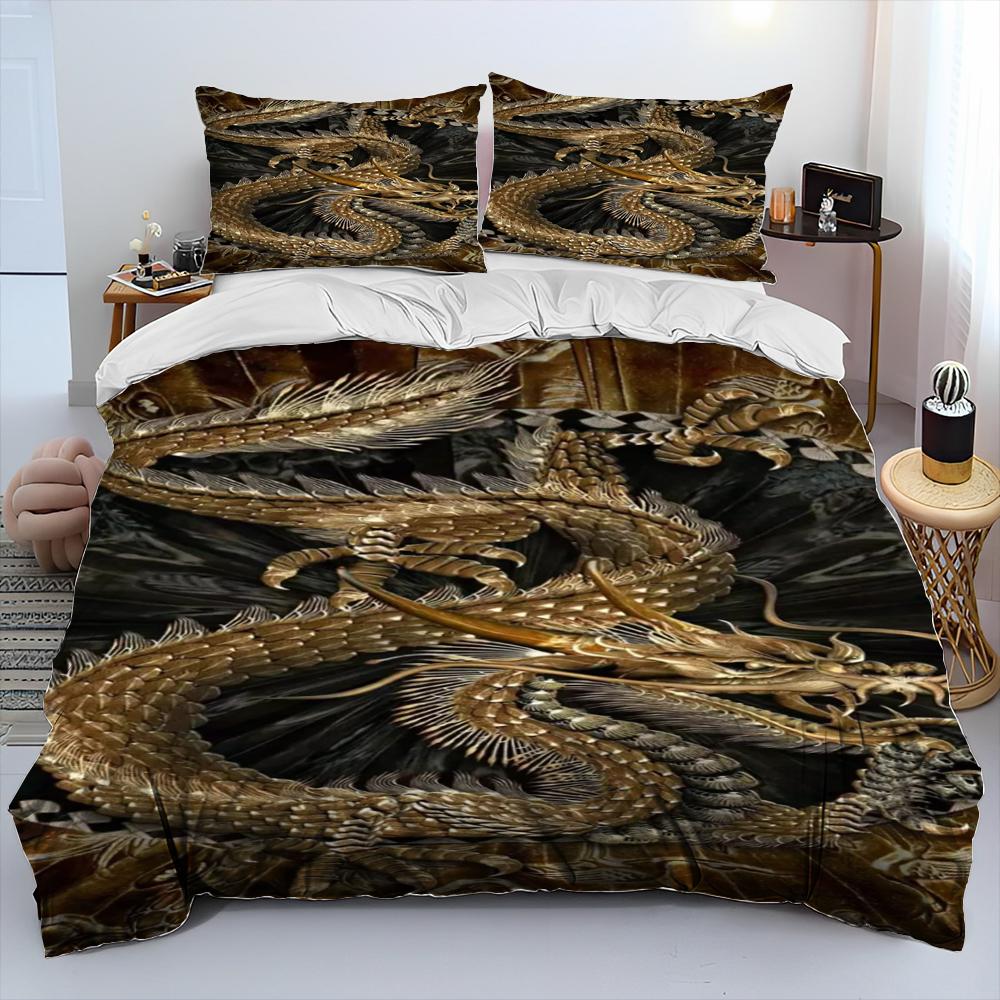 3D Retro Dragon Printed Bedding Sets Exquisite Bed Supplies Set Duvet Cover Bed Comforter Set Bedding Set Luxury Birthday Gift