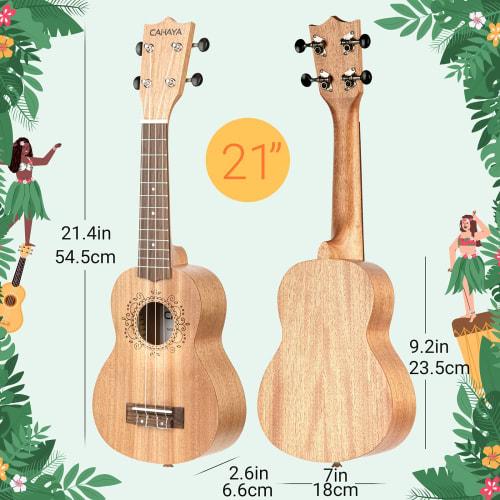 CAHAYA 21-inch Soprano Ukulele, Mahogany, 3-Year Warranty, Perfect for Beginners, Includes 3-Piece Accessory Set: Strap, Chord Chart, and Gig Bag (CY0