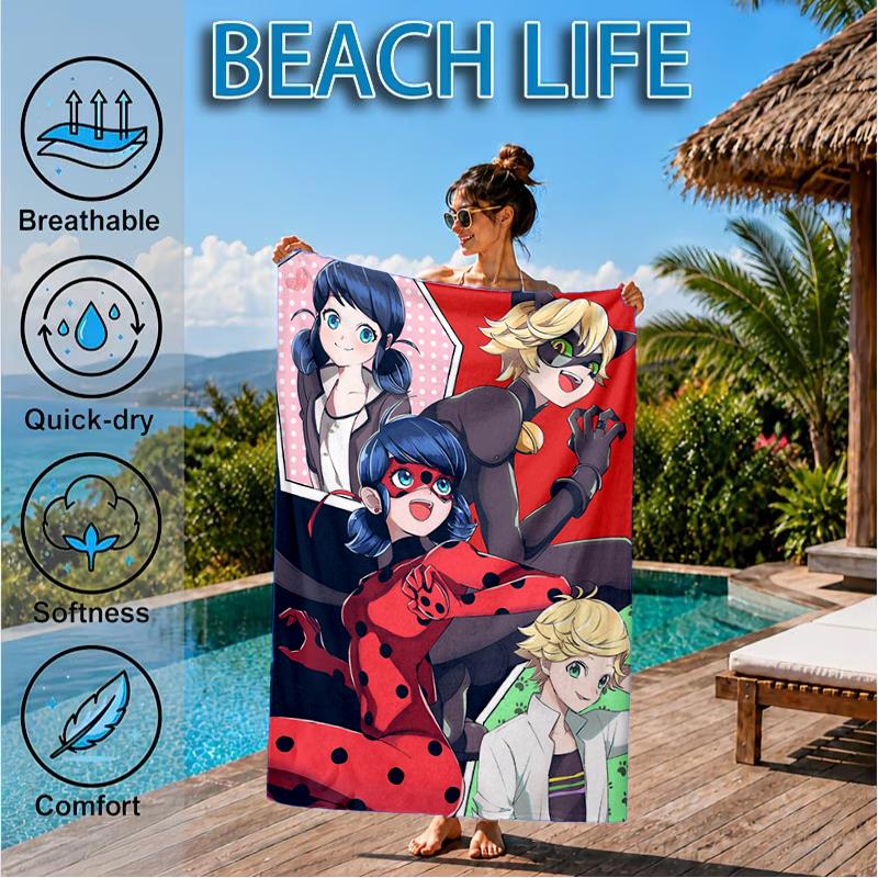 Mira-culous Adventures Beach Towel, Super Soft Microfiber, Perfect Gift for Her/Him, Birthday, for Pool, Beach, Travel, Decor Beach Party