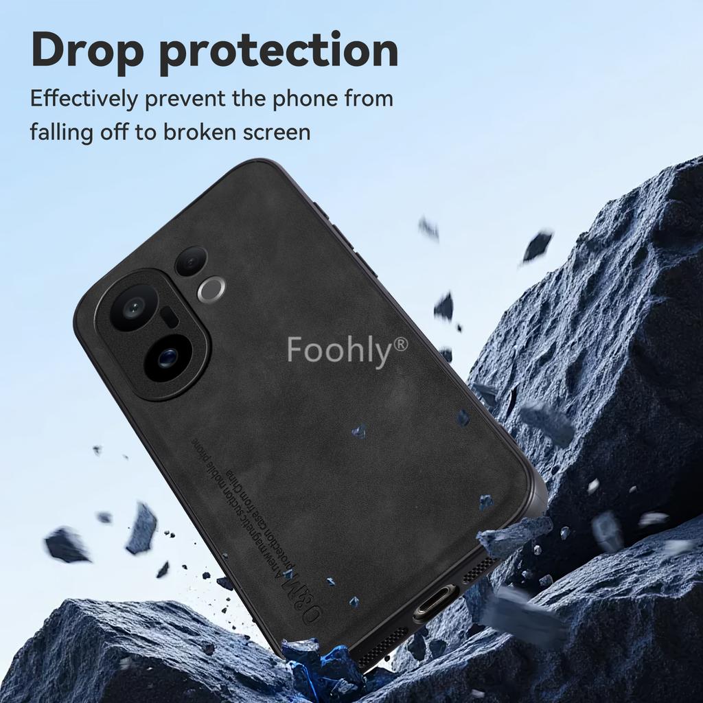 Nubuck Leather Shockproof Magnetic Case for Vivo X200 FE Protective Cover Back Shell Coque Funda