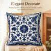 Blue Porcelain Motifs Cushion Cover Natural Linen Organic Fabric DoubleSided Printing Sofa Home Decor Gift Pillow Cover