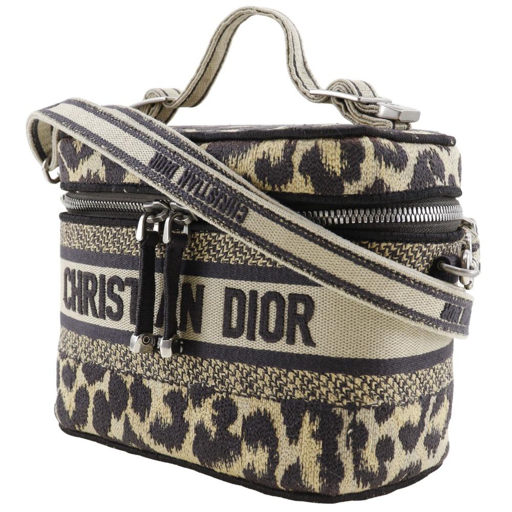 Dior Vanity Handbag 2WAYShoulder Leopard Beige Canvas Women Used