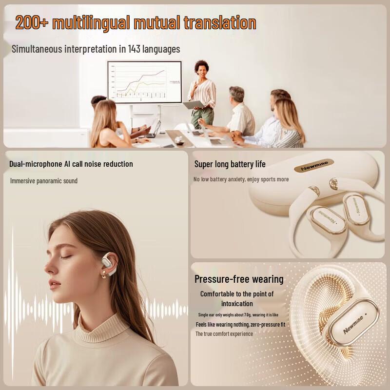 Newmine LY50 AI Translation Bluetooth Ear-hook Headset