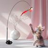 Interactive Teaser with Strong Suction Cup Base Bell & Detachable Bird Toy