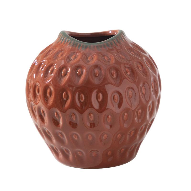 Rote Erdbeer-Keramikvase Abstrakte Kunst Hydroponische Blumendekoration Wohnzimmer Esstisch Obst-Keramikvase Heimdekoration