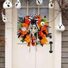 Realistic Faux Maple Leaf Pumpkins Skull Branch Wreath Durability Waterproof Halloween Autumn Home Outdoor Decors