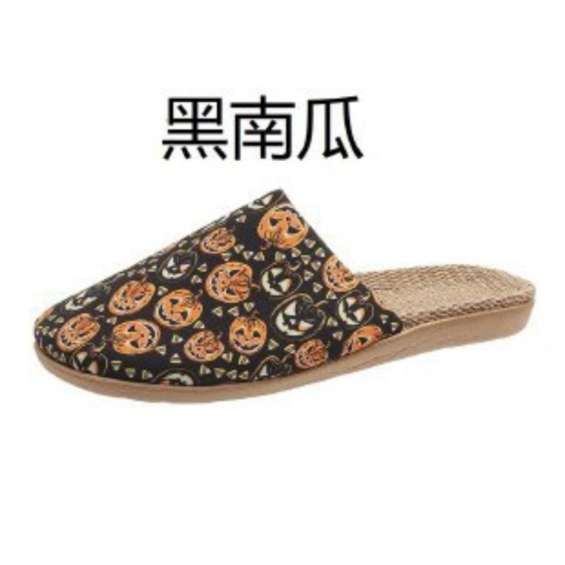 New linen slippers breathable sweat-absorbing indoor home shoes lightweight silent four-season cool slippers