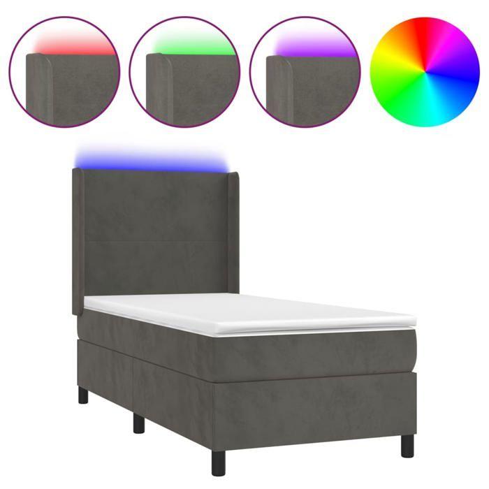 VidaXL Sommier à Lattes de Lit avec Matelas et LED, Lit Rembourré, Lit Simple, Lit Adulte de Chambre à Coucher Intérieur, 3139416