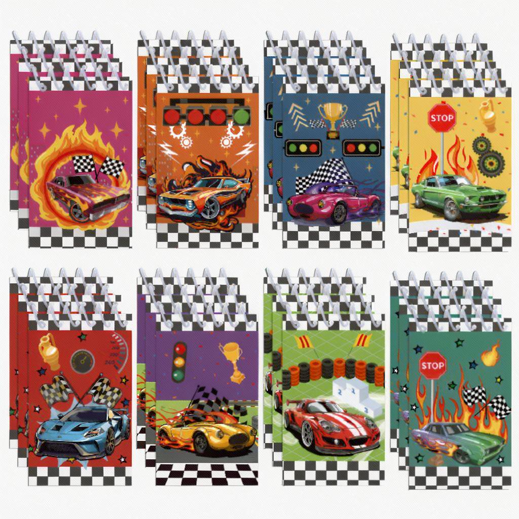 

8pcs Race Car Spiral Notebook Mini Pocket Notepad Tearable Racing Themed Journal For Students School Study Writing Supplies