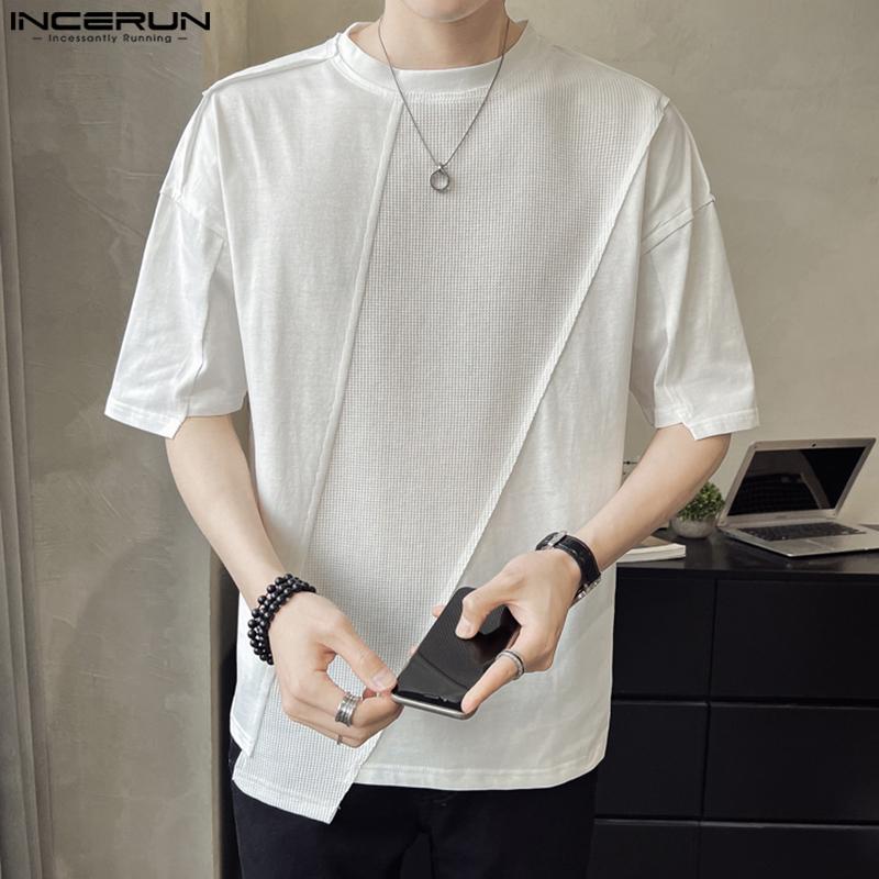 

INCERUN Мужские футболки с коротким рукавом и круглым вырезом, повседневные топы