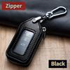 Luxurious Leather Zipper Square Home Car Key Holder Transparent Window Key Bag Case Wallet Key Chain Women Home Car Organizer