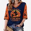 Women's Halloween Print Raglan Three-Quarter Sleeve Top