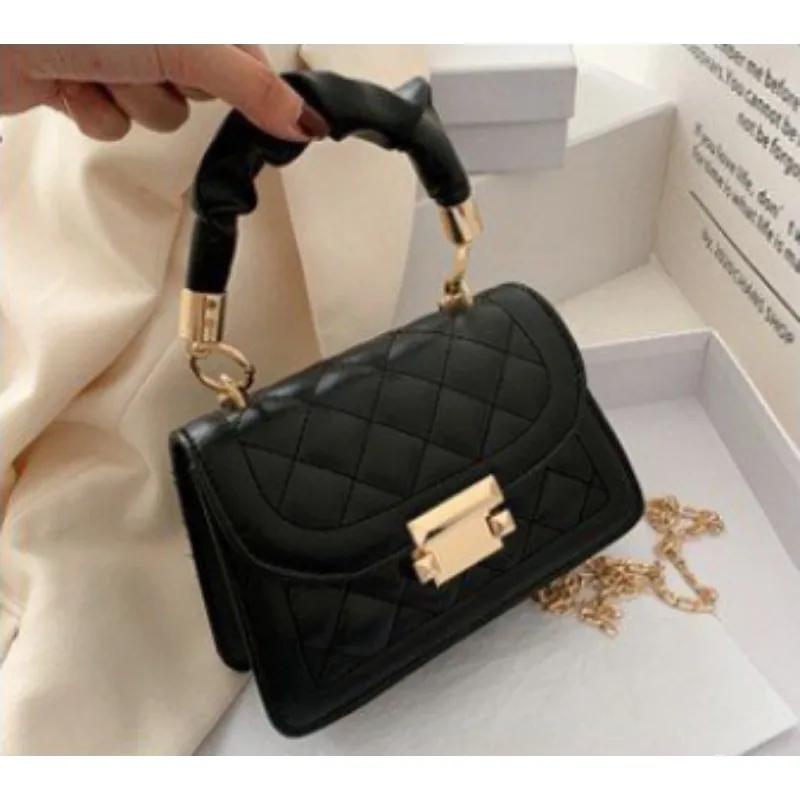 Grid pattern tote bag women s buckle decoration flap wallet fashion PU leather crossbody bag high quality bag чёрный