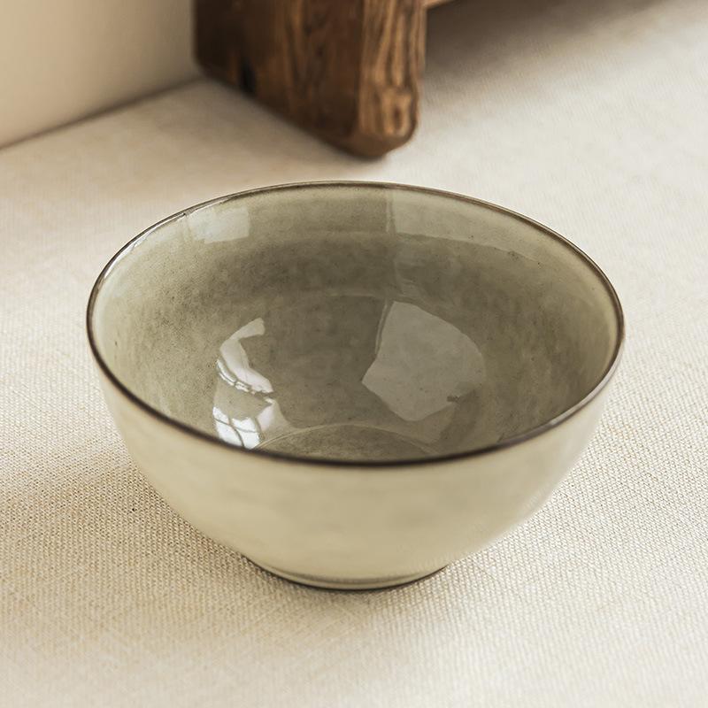 Minimalistischer Stil Ofenbrand Keramikschale Haushaltsschale Nudelschale Geschirr Schale Große Kapazität Strich Salatschüssel Restaurant Tiefe Schale