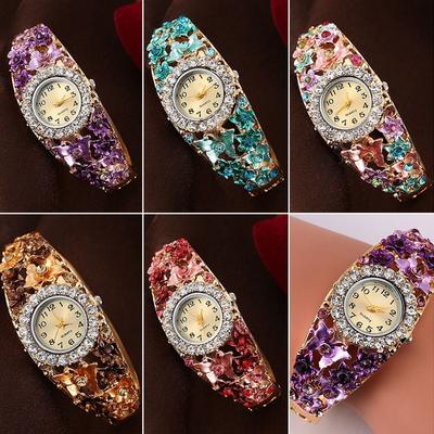 Alloy Flower Butterfly Watch Quartz Movement Quartz Bracelet Wristwatch  Fashion Wear