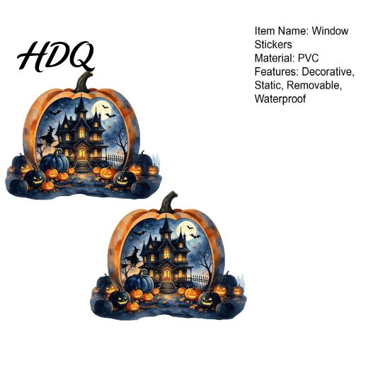 Outdoor Balcony Window Stickers Halloween Pumpkin Haunted House Static Stickers Waterproof PVC Castle Easy Application Decals Decals Removable