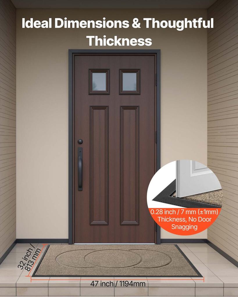 Front Door Mat, 1194 X 813 Mm Commercial Floor Mat for Indoor and Outdoor, Modern Stylish Carpet with TPE Backing, Heavy Duty Washable Entry