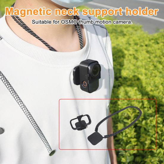 Supporto Magnetico per Action Cam da Petto per DJI OSMO NANO Rilascio Rapido a Mani Libere Supporto a Collana per Fotocamera Sportiva POV con Laccio d
