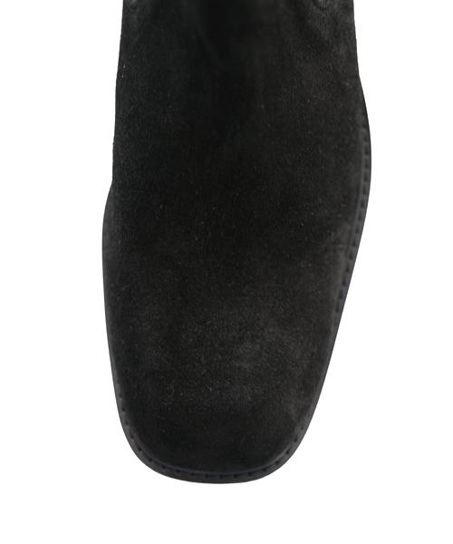 Mellos (Handmade) Square Toe Chelsea Boots - Black Suede