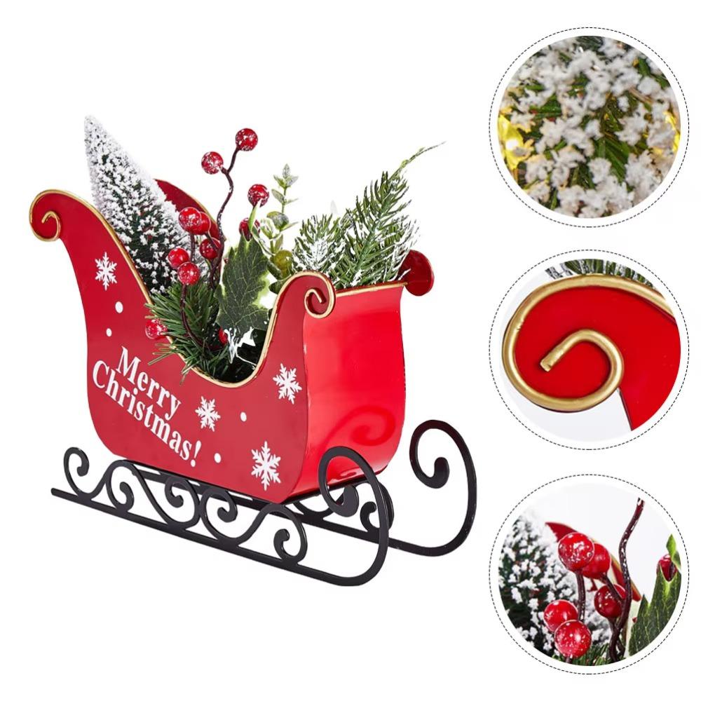 Durable Christmas Sleigh Ornament Reusable Santa Claus Sled Figurine Sleigh Car Ornament  Wedding