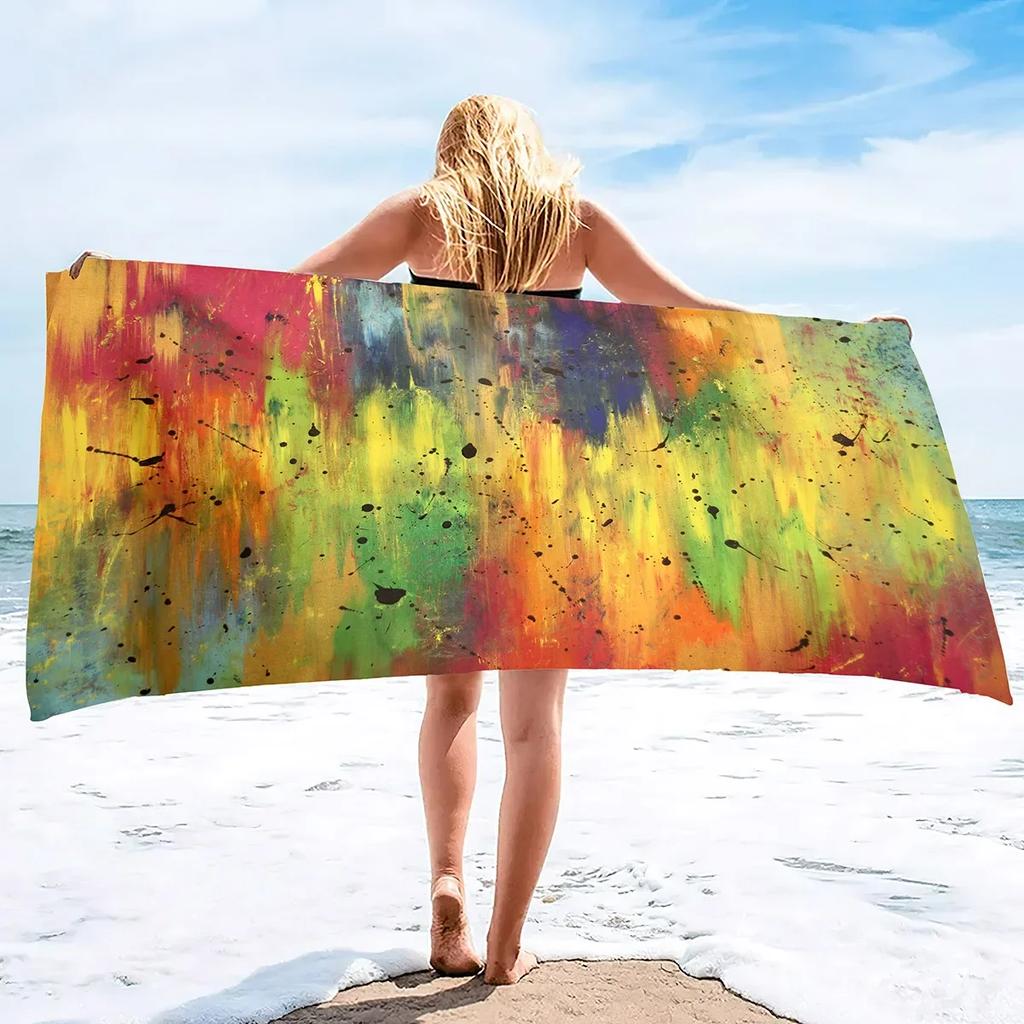 Microfiber Beach Towels Quick Drying Towels,Ink Painting Art Absorbent Sand Free Swim Pool Beach Towel Blanket for Travelling