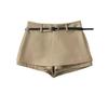 Plus Size European-Style High Waist A-Line Skort with Belt for Women