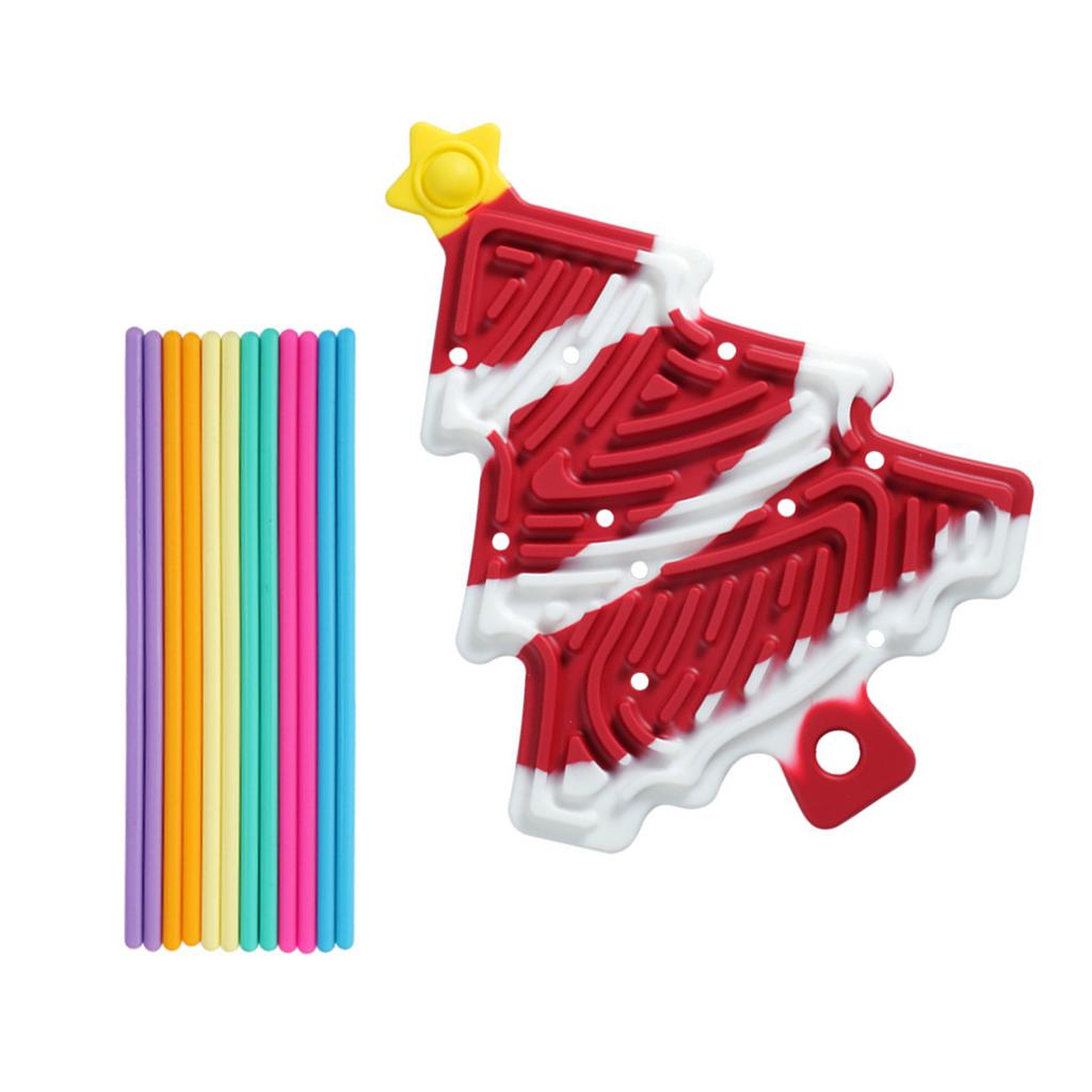 Colorful Sticks Christmas Tree Shape Pad Toy for Calming Stress Anxiety Christmas Gift with Sticks Toy Sensory Toy