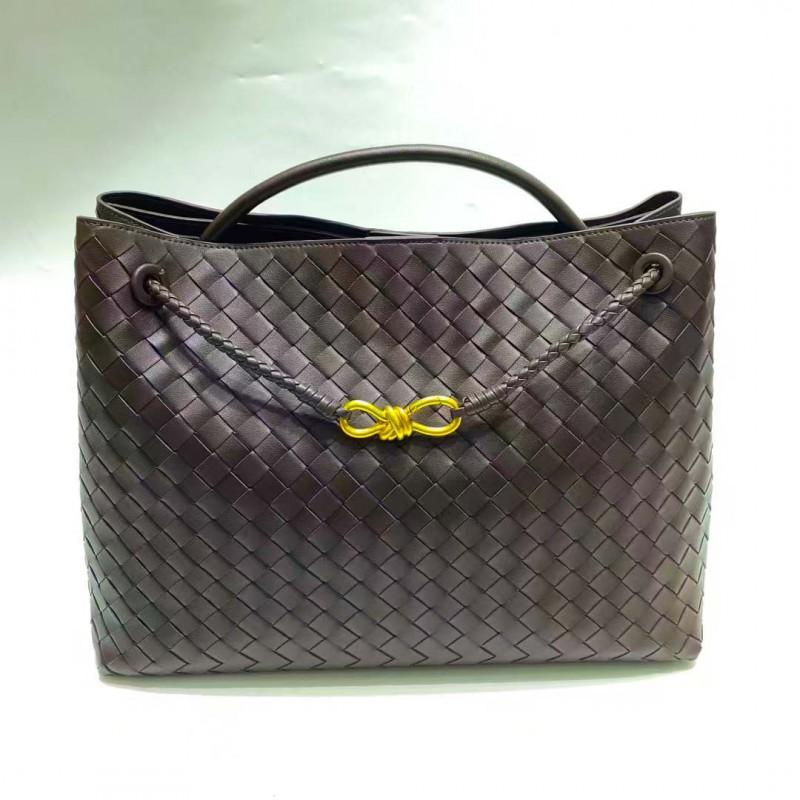 Woven Genuine Leather Rhombus Tote Bag
