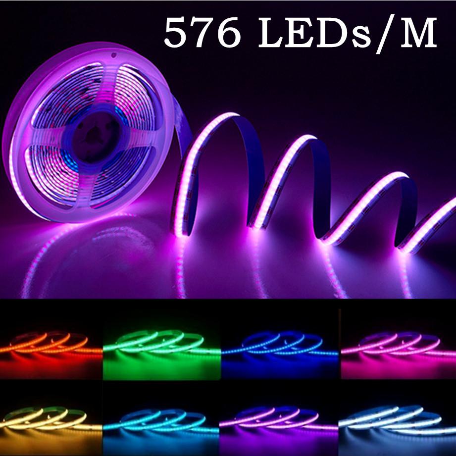 576LEDs/M RGB LED Strip DC12V/24V High Density Flexible COB LED Tape Light Bar 8MM/10MM RA95 For Living Room Decoration Lighting