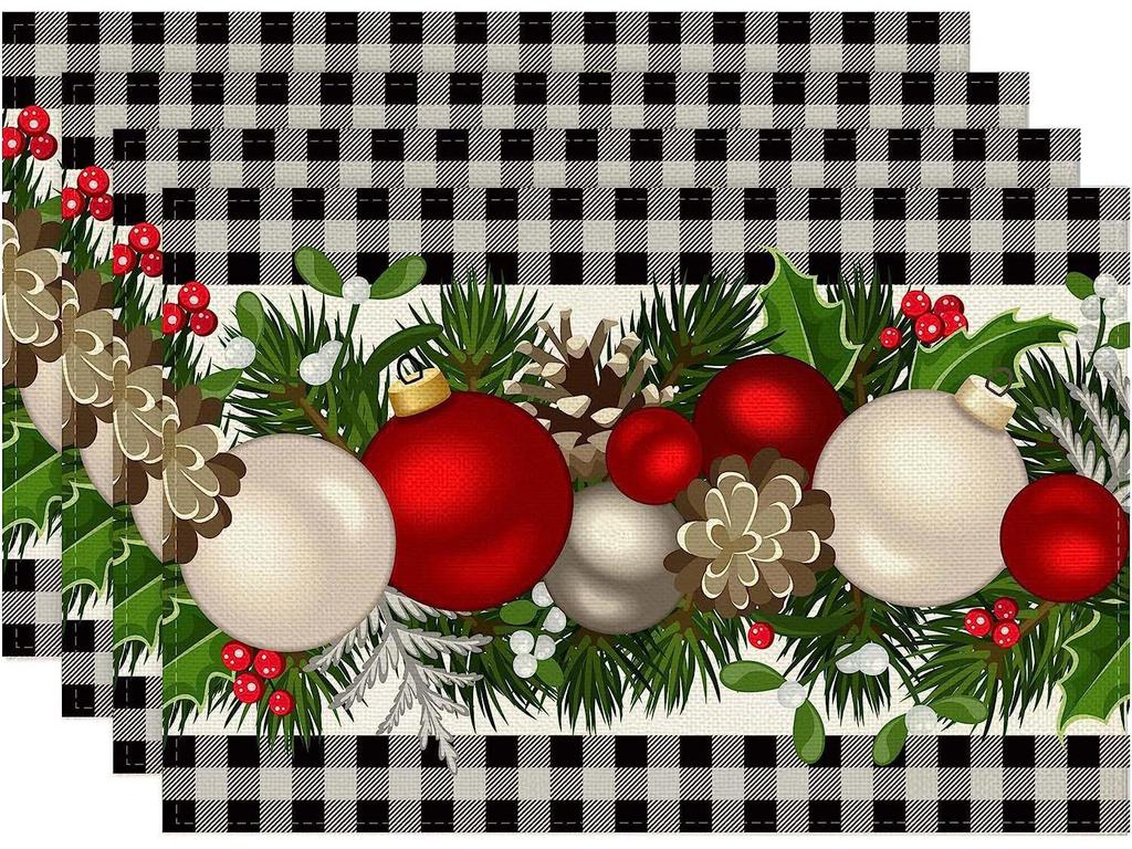 Christmas Placemat Set with Plate & Cup Insulation - Holiday Decorative Table Mats