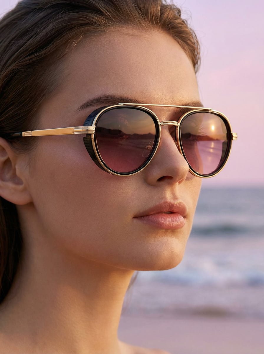 

Metal double-beam full-frame pilot glasses with an elegant, sexy, and fashionable design, suitable for daily commuting, outfit p розовый