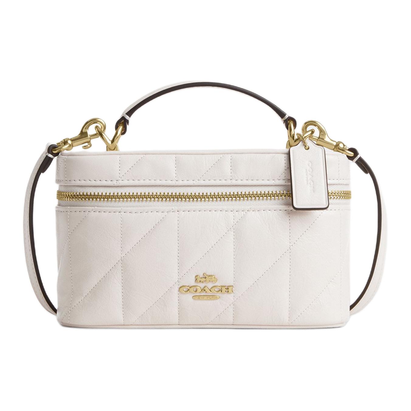 Coach Rainer 18 Gewatteerd Detail Gouden Hardware Leer Schouder Crossbody Handtas Kleine Dames handtassen Chalk-White CEO22-IMCHK white